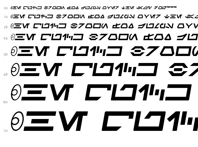 SF Distant Galaxy Symbols font waterfall